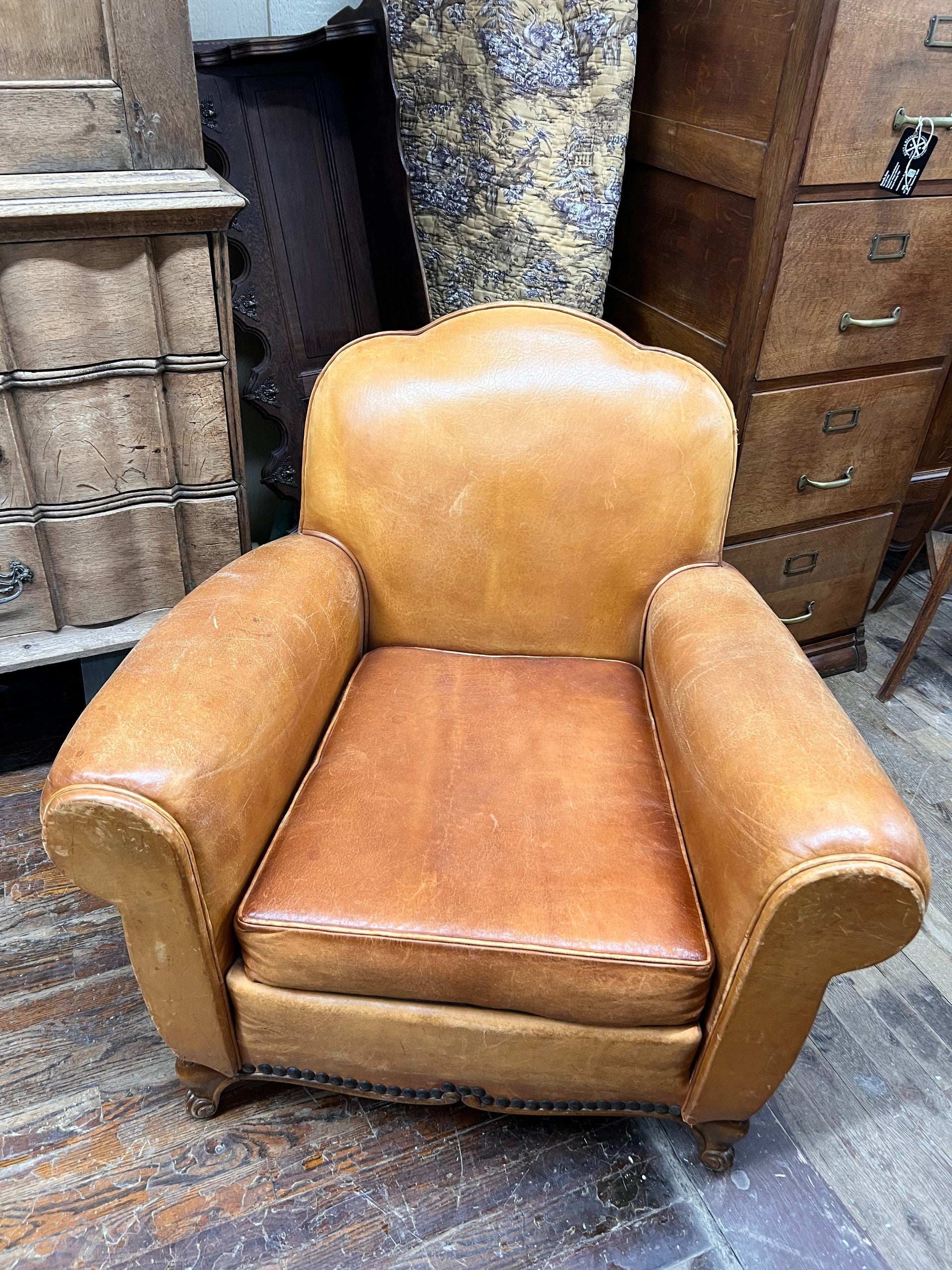 1940s French Leather Club Chair | Rust and Refind Antiques