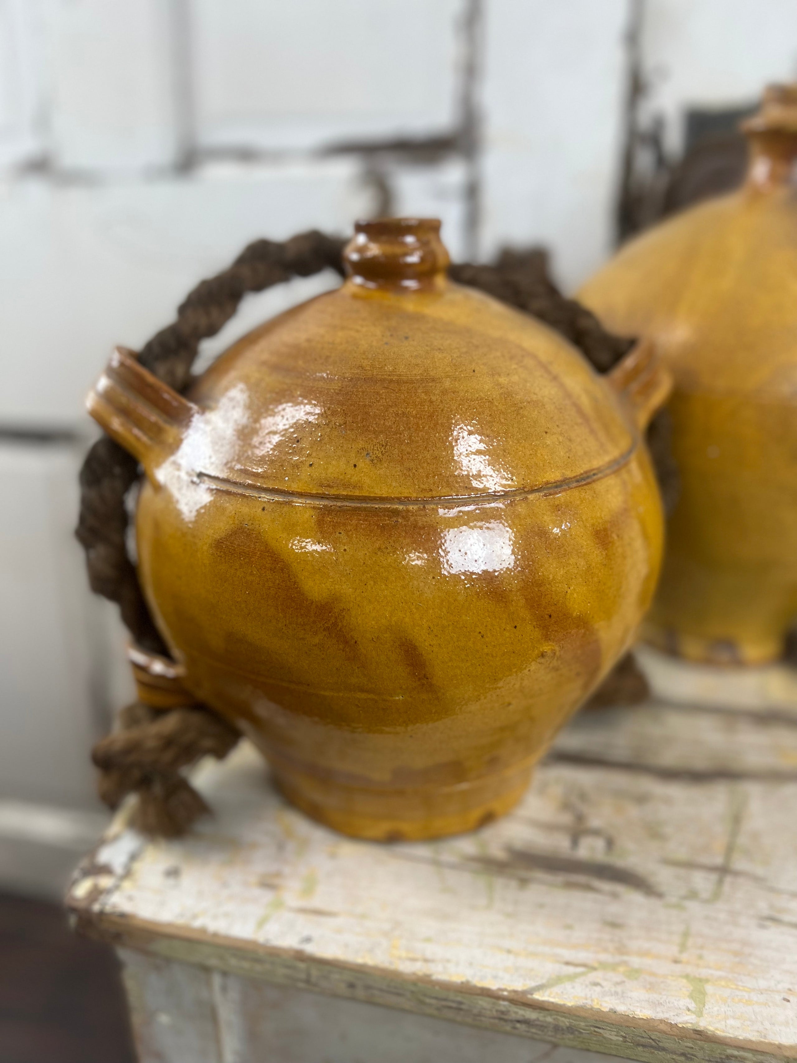 Vintage French Stoneware Wine Pitcher