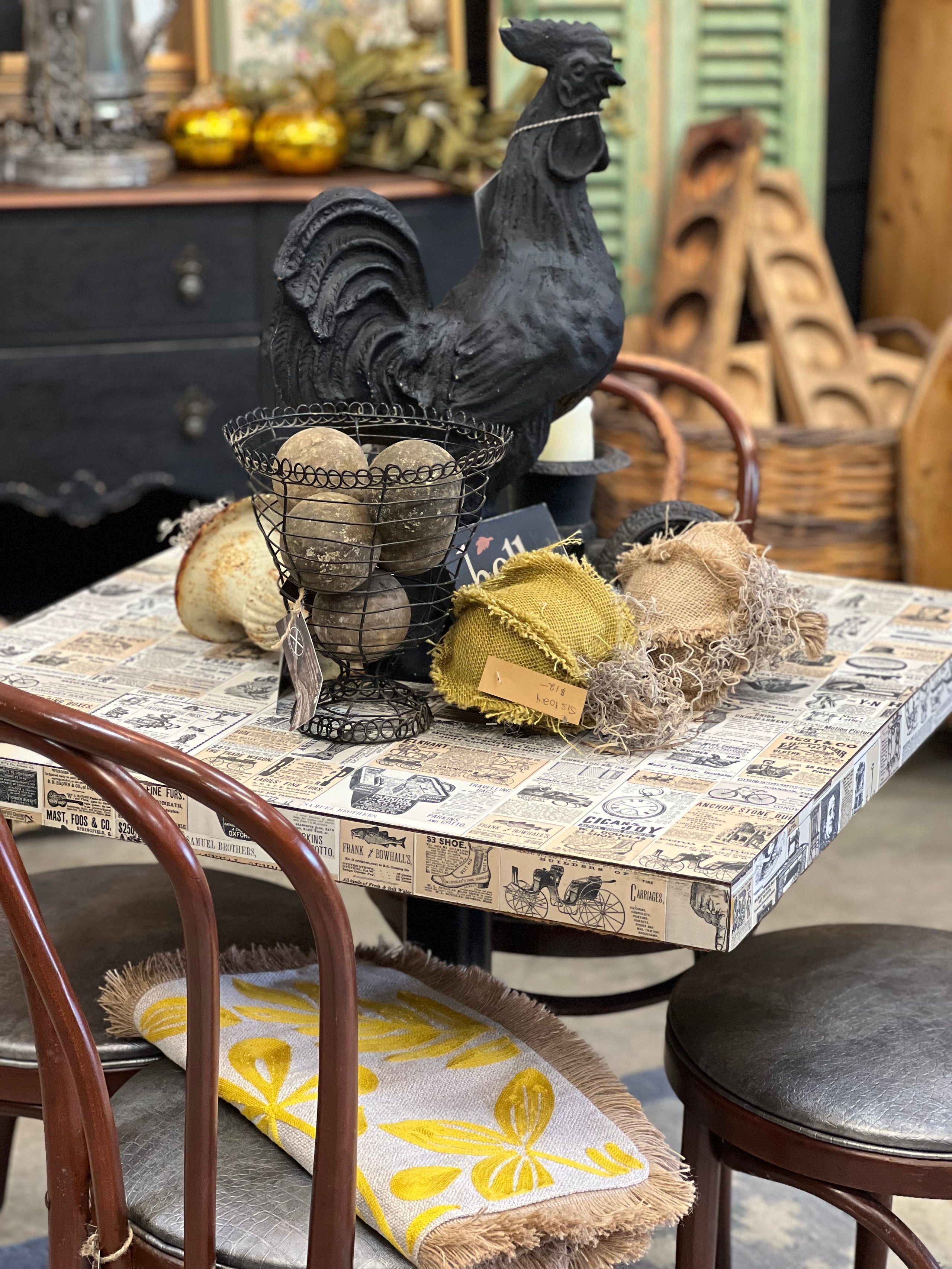 Vintage Wendy's Table Set Four Chairs Rust and Refind Antiques